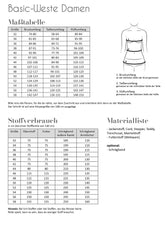 Papierschnittmuster Basicweste Gr. 32 - 58 Damen - Fadenkäfer